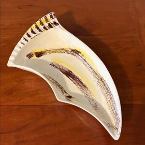 Vintage MCM Ceramic Ashtray Brown With yellow vintage